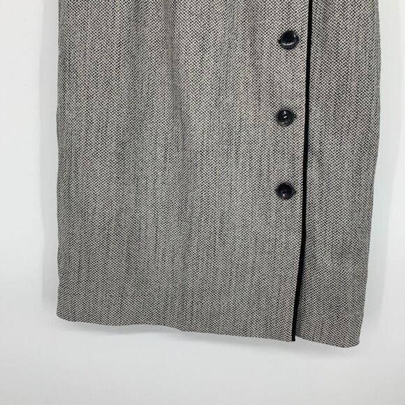 H&M Skirt Herringbone Button Down Pencil Straight High Waist - Picture 3 of 11